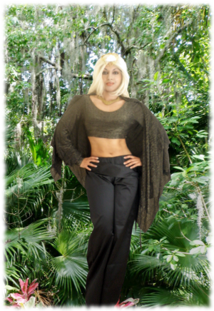 Jungle Warrioress Black Gold Lurex Cape Sateen Pants