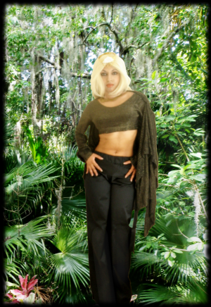 Jungle Warrior Black Gold Lurex Cape Sateen Pants