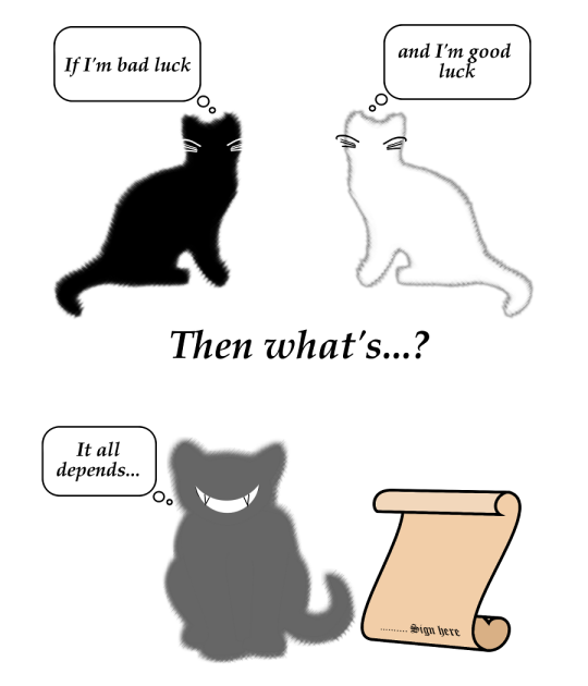 Halloween artwork art black white grey cat cats contract satire joke funny humour